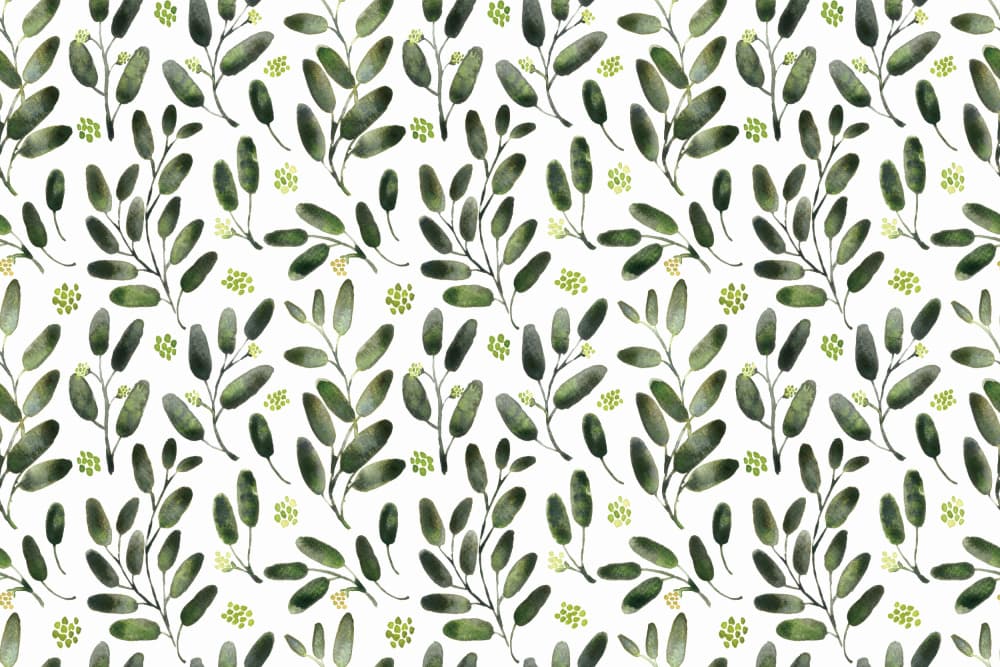 Watercolor Green Leaves by Rosana Laiz Blursbyai — canvas wall art