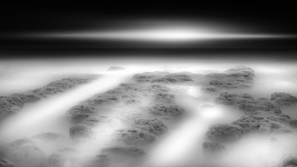 Misty Seascape Rocks by Paulo Abrantes — canvas wall art