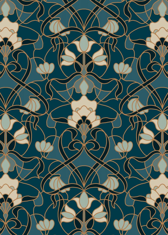 Ornate Teal Floral Pattern