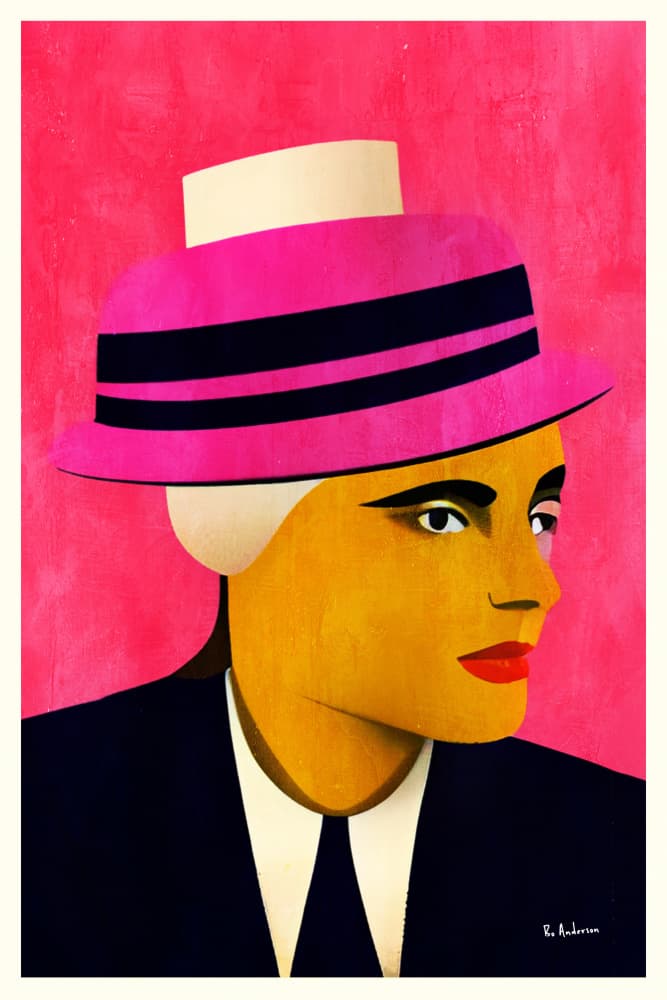 Stylish Woman Pink Hat by Bo Anderson — canvas wall art