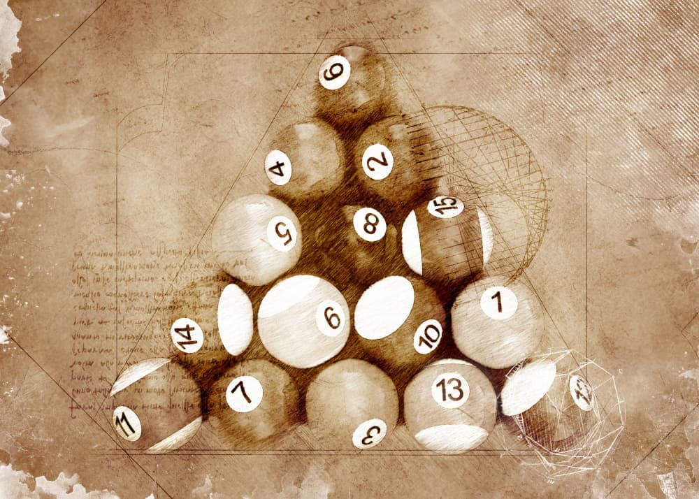 Vintage Pool Balls Geometry by Justyna Jaszke — canvas wall art