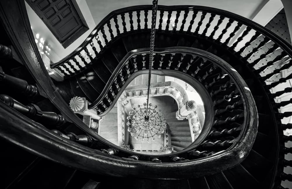 Elegant Spiral Staircase by Alaa Nour — canvas wall art