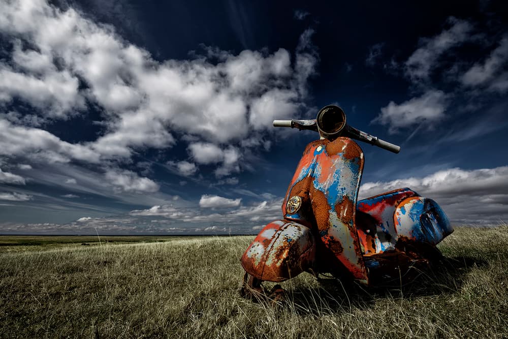 Rusty Scooter Field by Þorsteinn H. Ingibergsson — canvas wall art