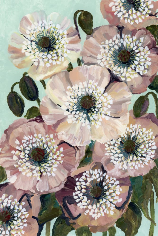 Blush Pink Poppies by Rosana Laiz Blursbyai — canvas wall art