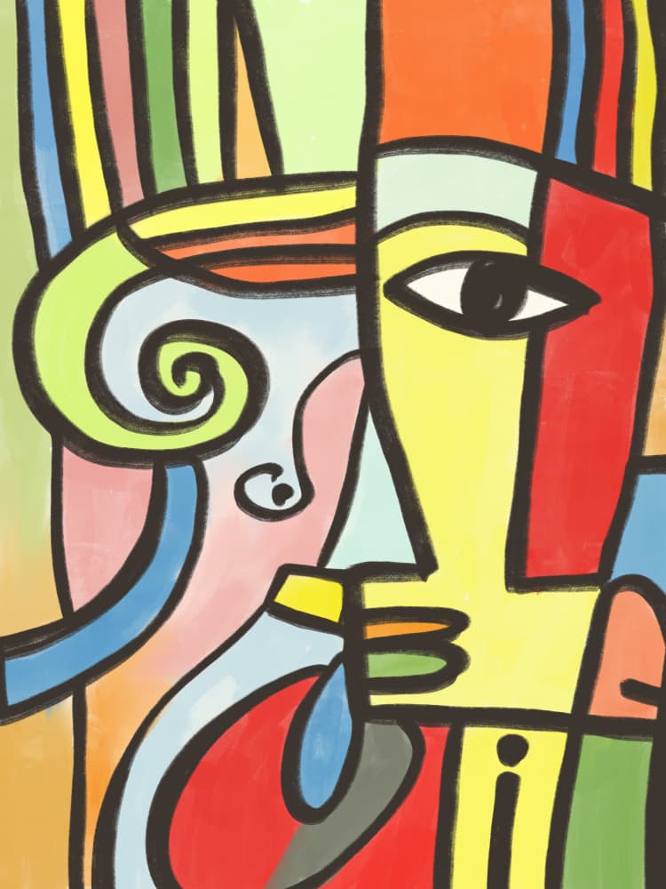 Colorful Abstract Face by Little Dean — canvas wall art