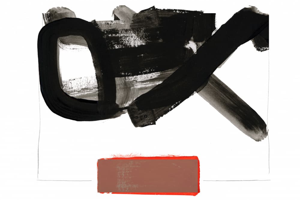 Black Strokes Red Block by cartissi — canvas wall art