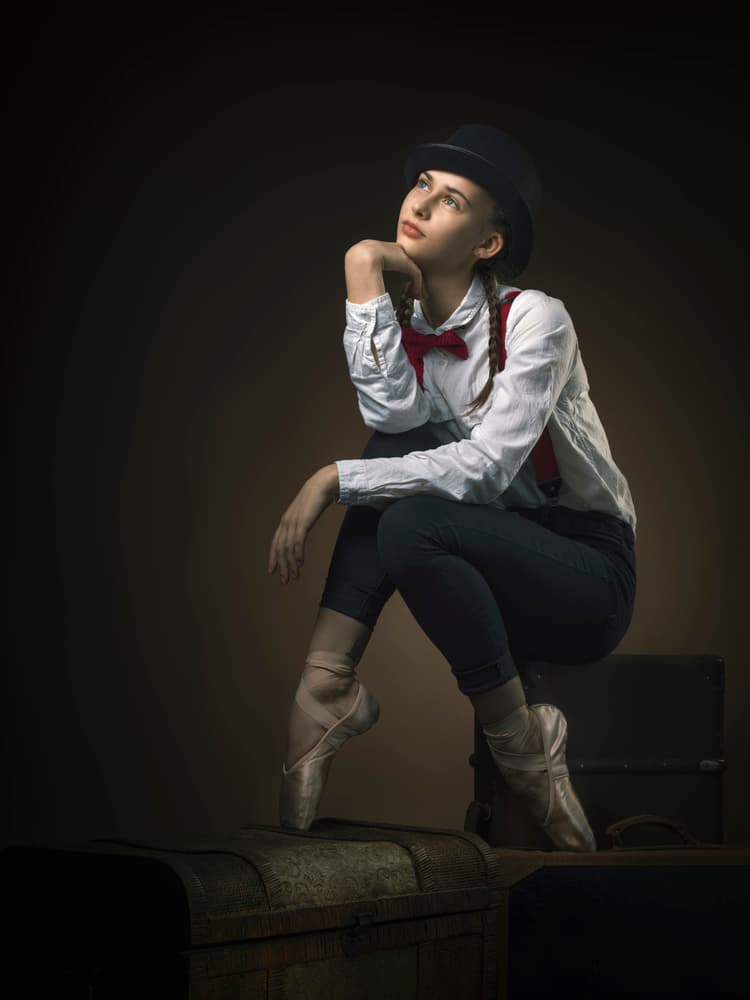 Thoughtful Ballerina Portrait by Patrik Minar — canvas wall art