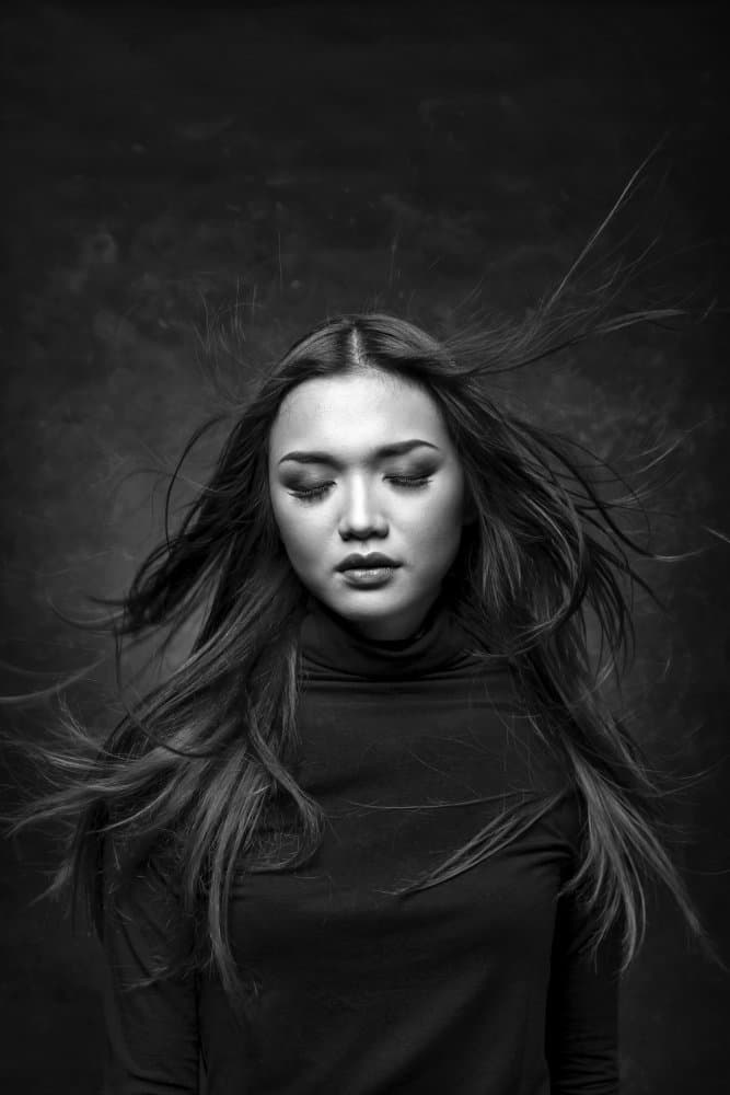 Serene Flowing Hair by Lita Pratikto — canvas wall art
