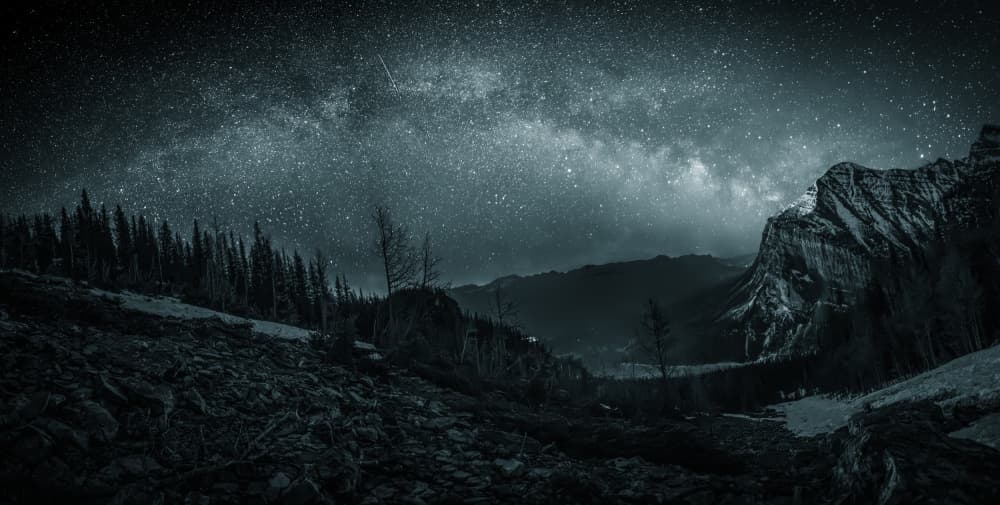 Milky Way Mountain Night by Bing Li — canvas wall art