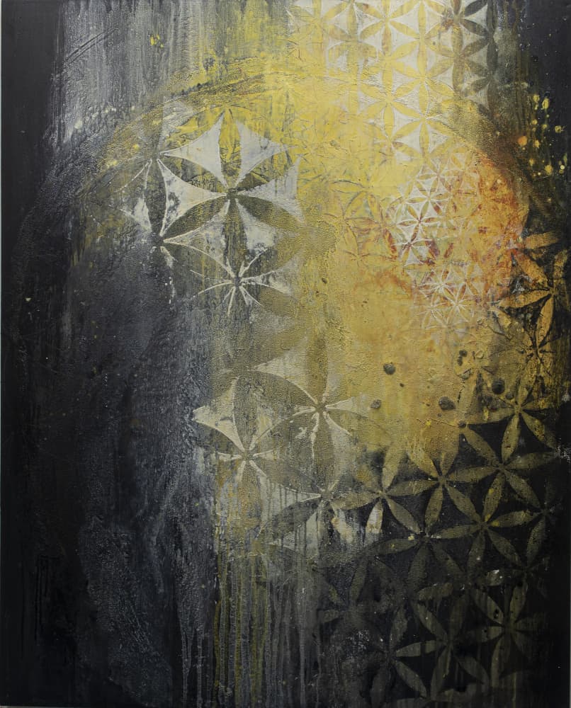 Sacred Geometry Gold Glow by Deb Chaney — canvas wall art