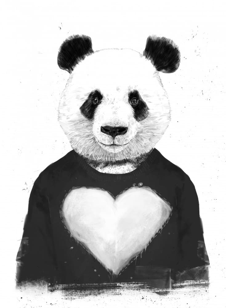 Panda Love Sweater by Balazs Solti — canvas wall art