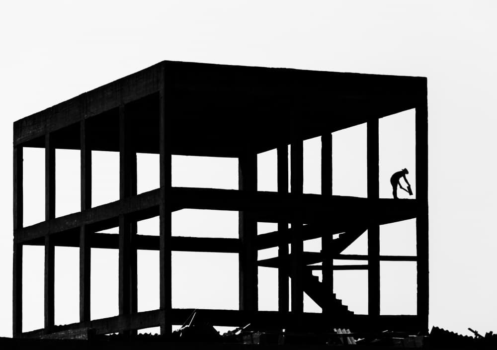 Worker On Building Frame by Gulsen Yilman — canvas wall art