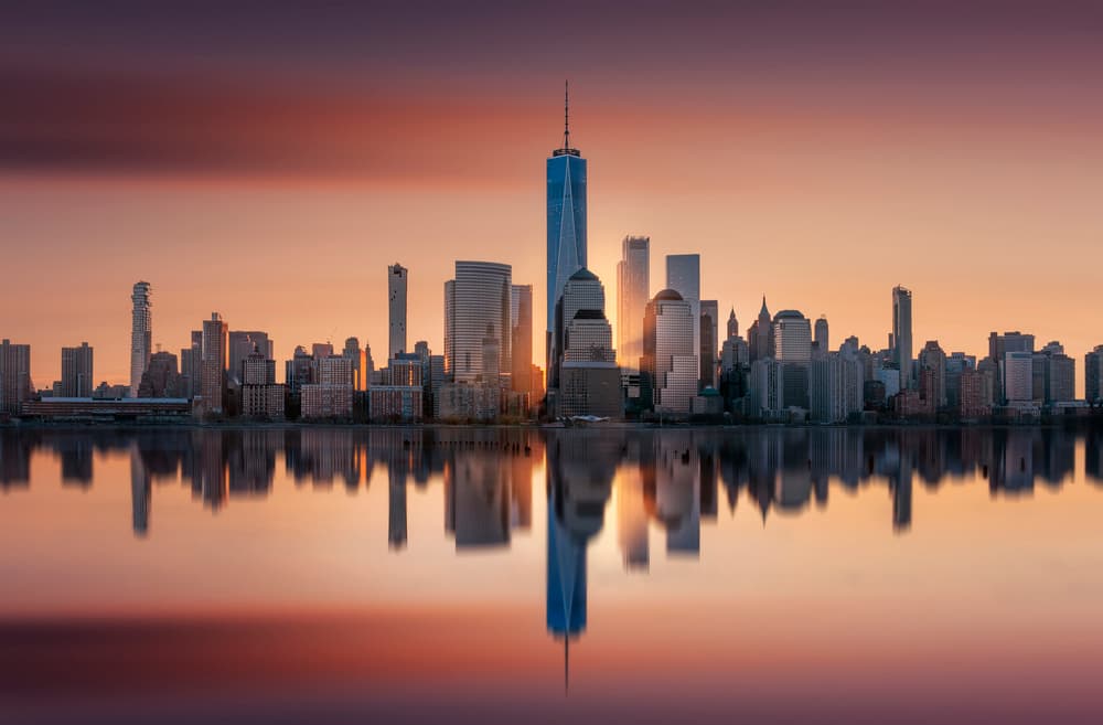 New York City Sunset Reflections by Jorge Ruiz Dueso — canvas wall art