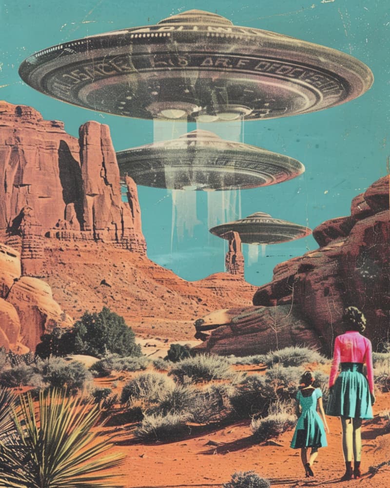 Desert UFO Encounter by Samantha Hearn — canvas wall art