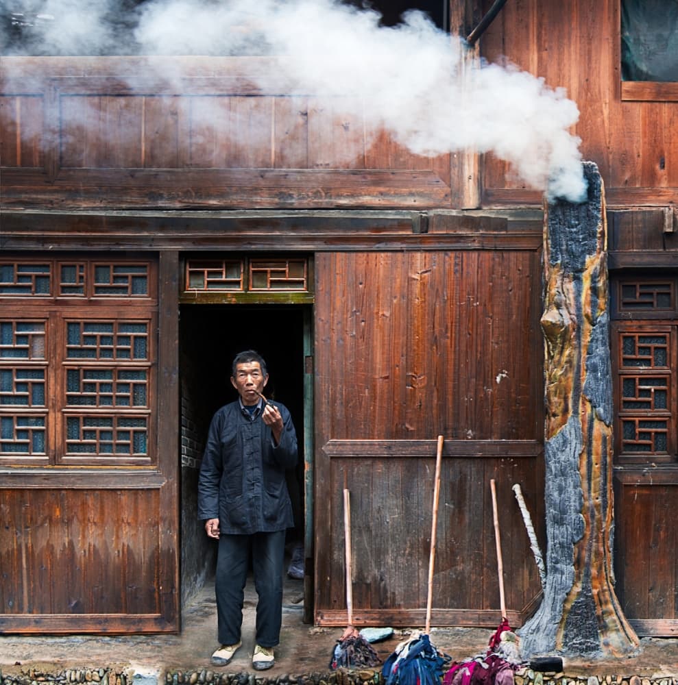 Old Man Smoking Pipe by Nadav Jonas — canvas wall art