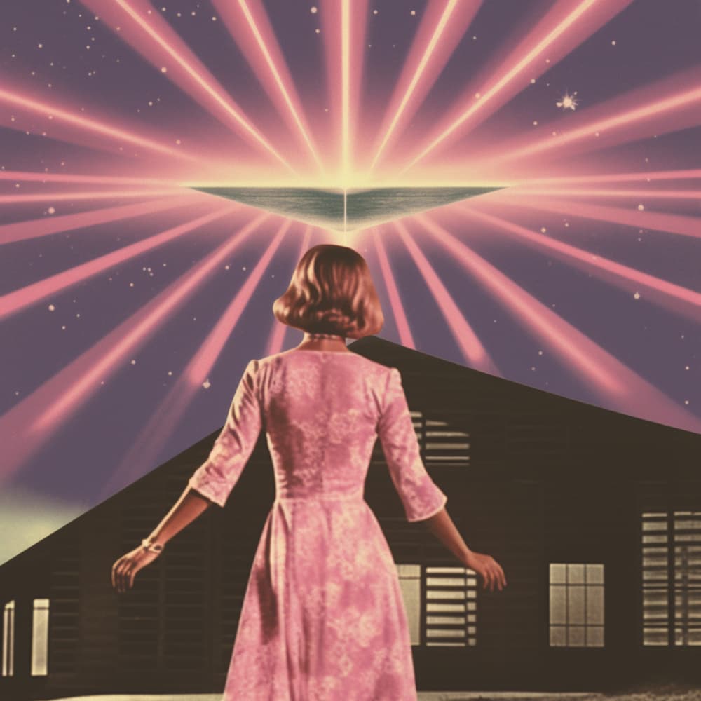 Retro Alien Encounter by Samantha Hearn — canvas wall art