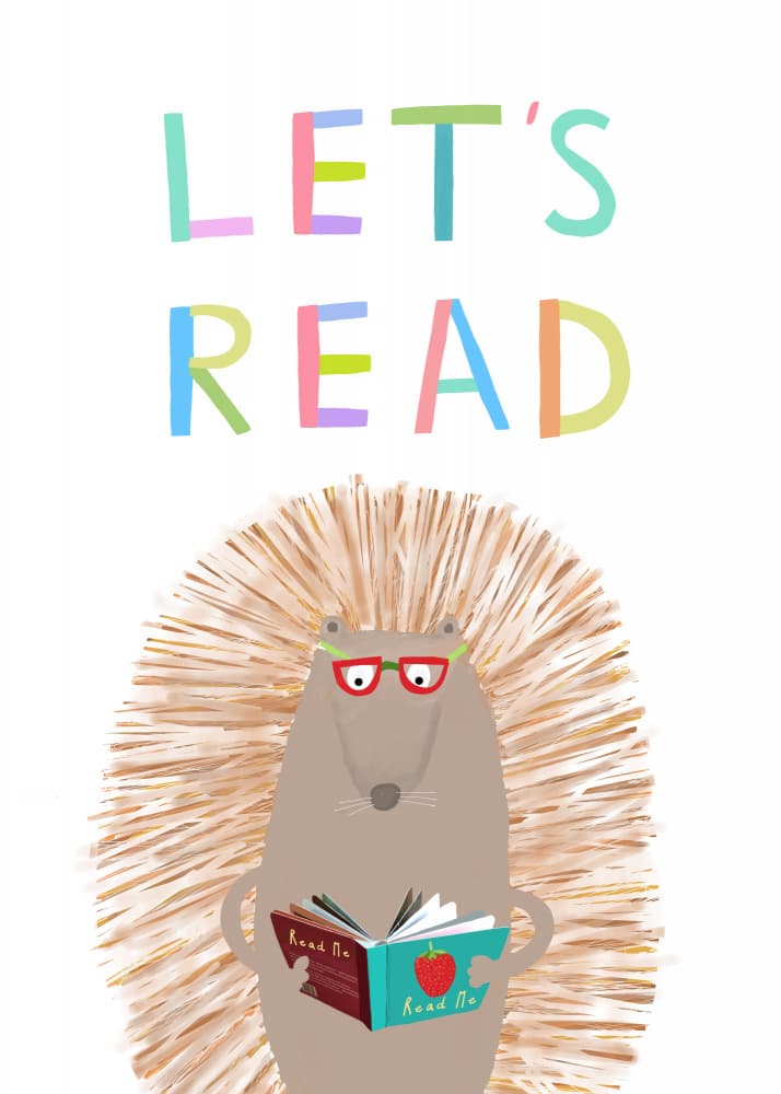 Let's Read Hedgehog by Carla Daly — canvas wall art