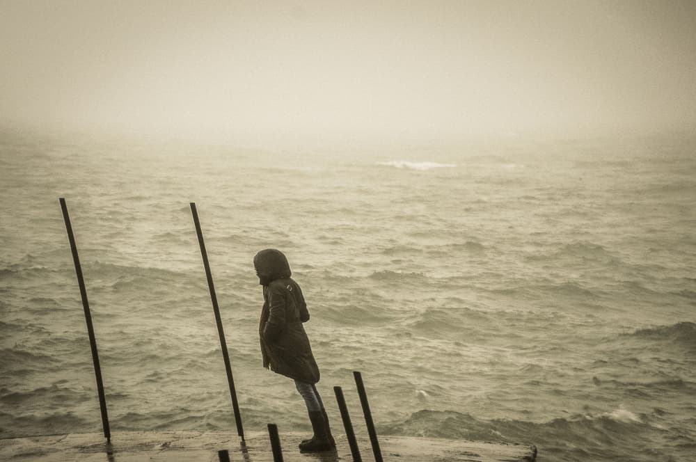 Lone Figure Stormy Sea by Andriy Kovach — canvas wall art