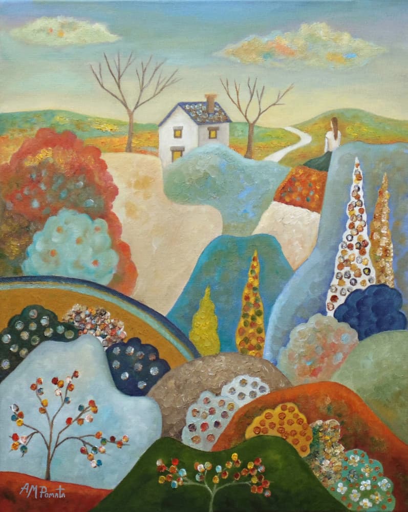 Colorful Country Home by Angeles M. Pomata — canvas wall art