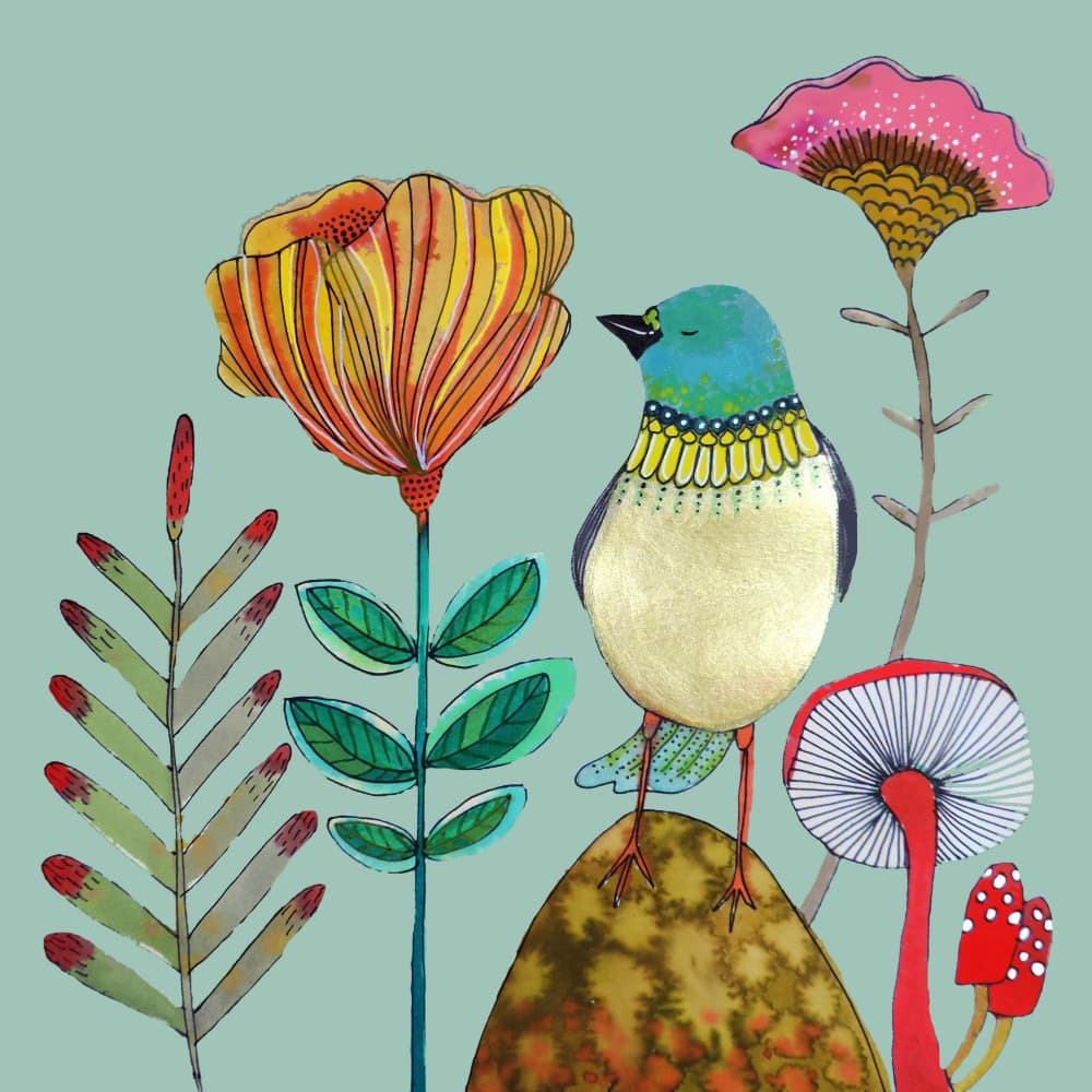 Whimsical Garden Bird by Sylvie Demers — canvas wall art