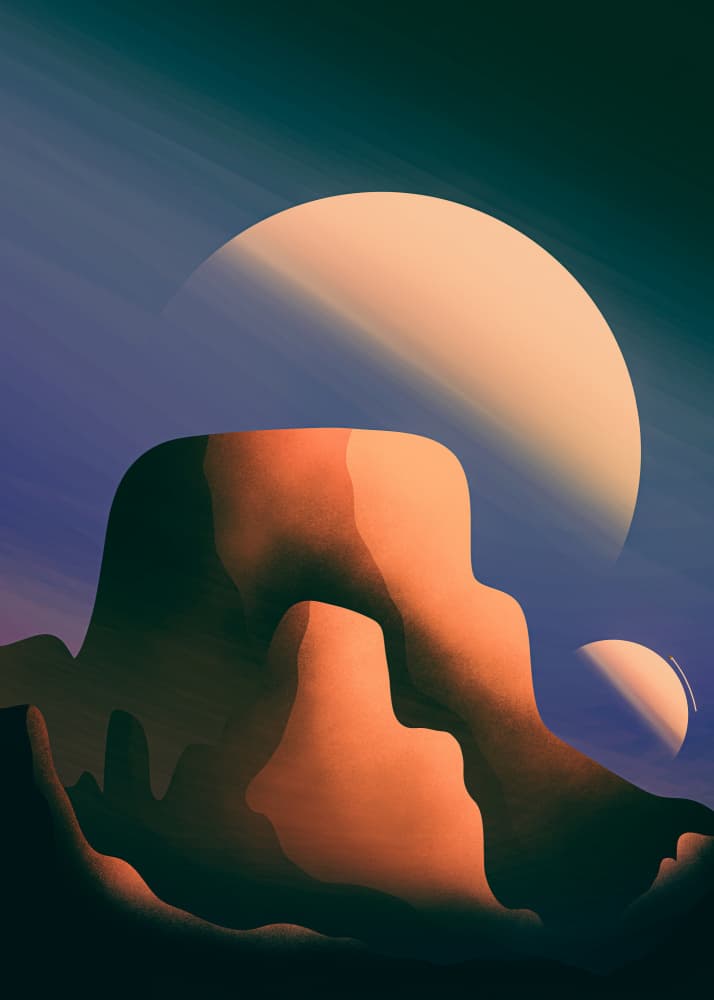 Planets Over Mountains by Stephen Wade — canvas wall art