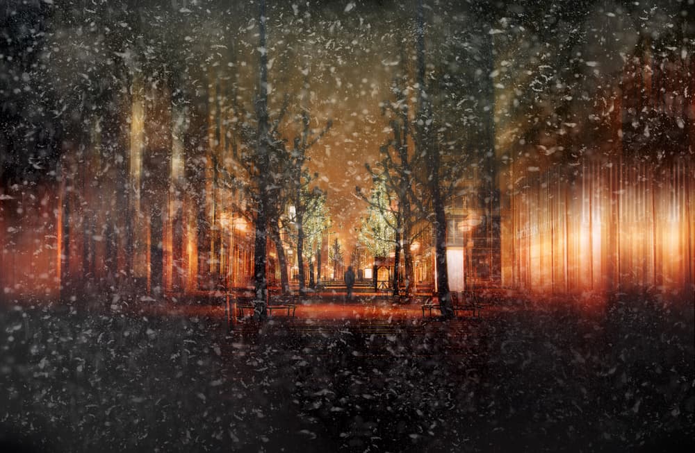 Dreamy Winter Night by Krisztina Lacz — canvas wall art