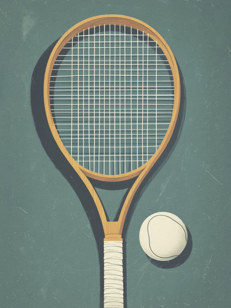 Classic Tennis Racket Ball by Andreas Magnusson — canvas wall art
