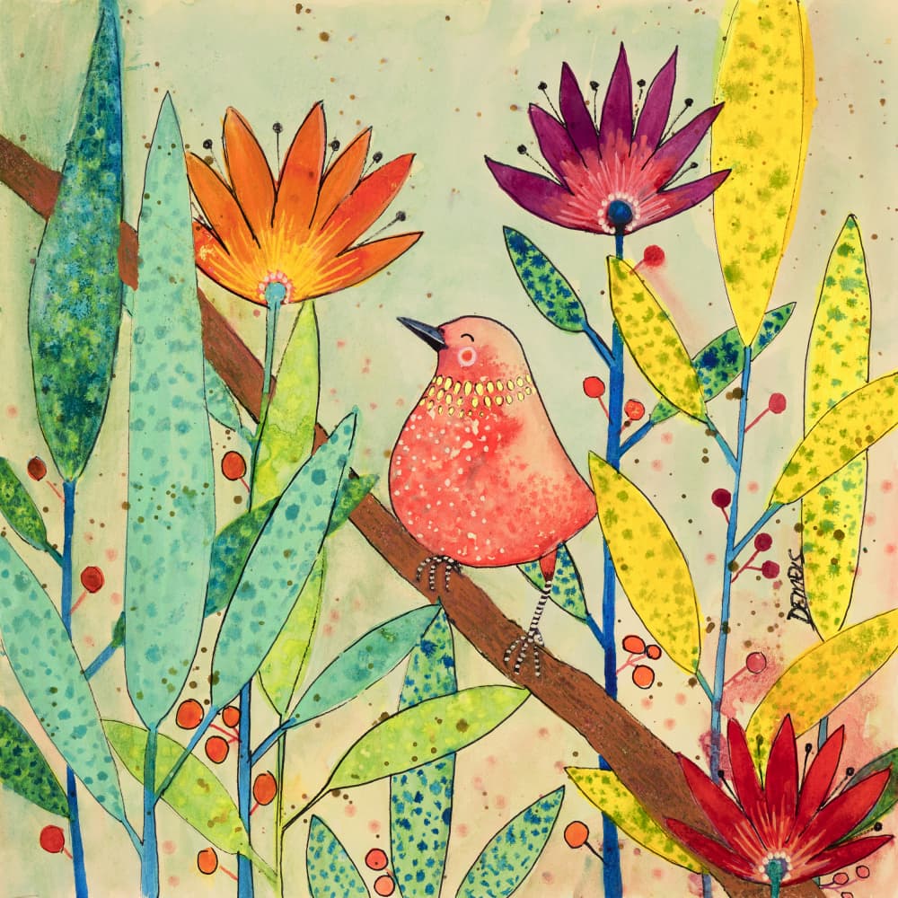 Whimsical Garden Bird by Sylvie Demers — canvas wall art