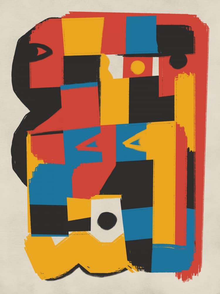 Colorful Abstract Faces by Little Dean — canvas wall art