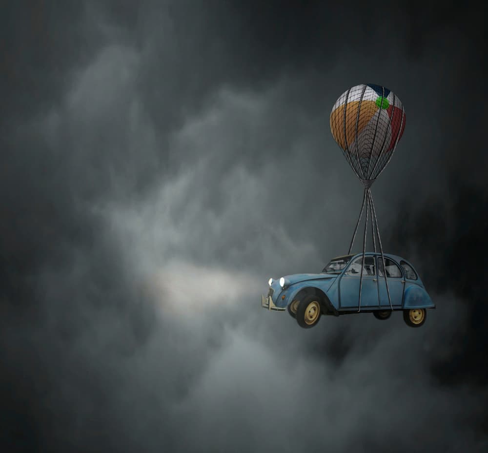 Whimsical Flying Car by David Senechal Photographie (polydactyle) — canvas wall art