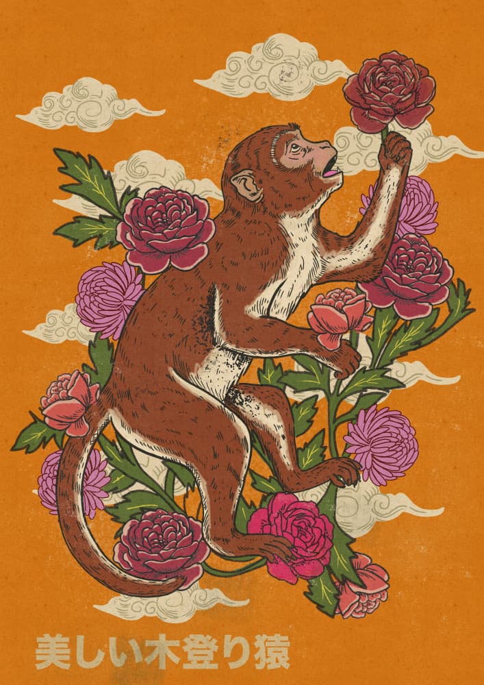 Graceful Monkey Blossoms by Nicholas — canvas wall art