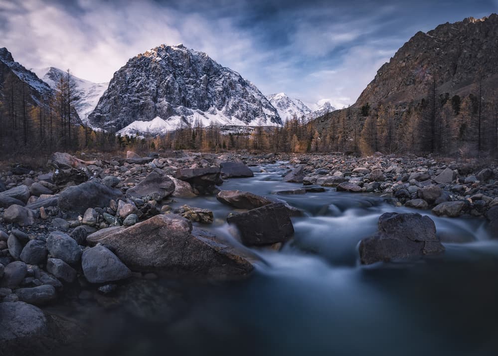 Snowy River Mountains by Dmitry Kupratsevich — canvas wall art