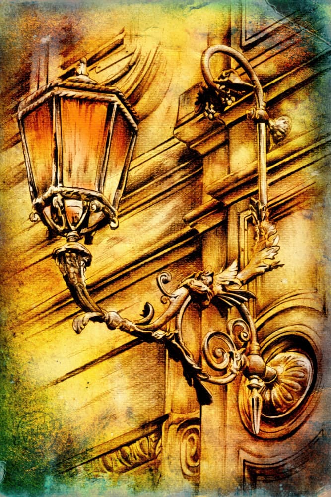Ornate Golden Streetlamp by Rafal Kulik — canvas wall art