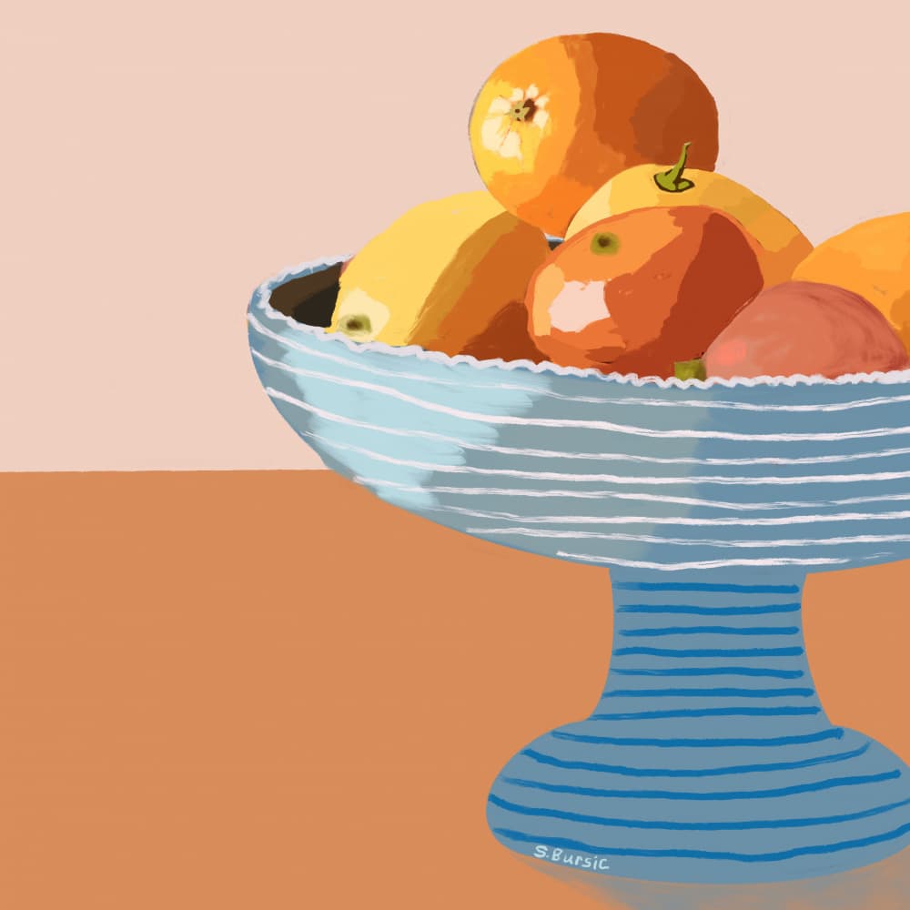 Colorful Fruit Bowl by Sharyn Bursic — canvas wall art