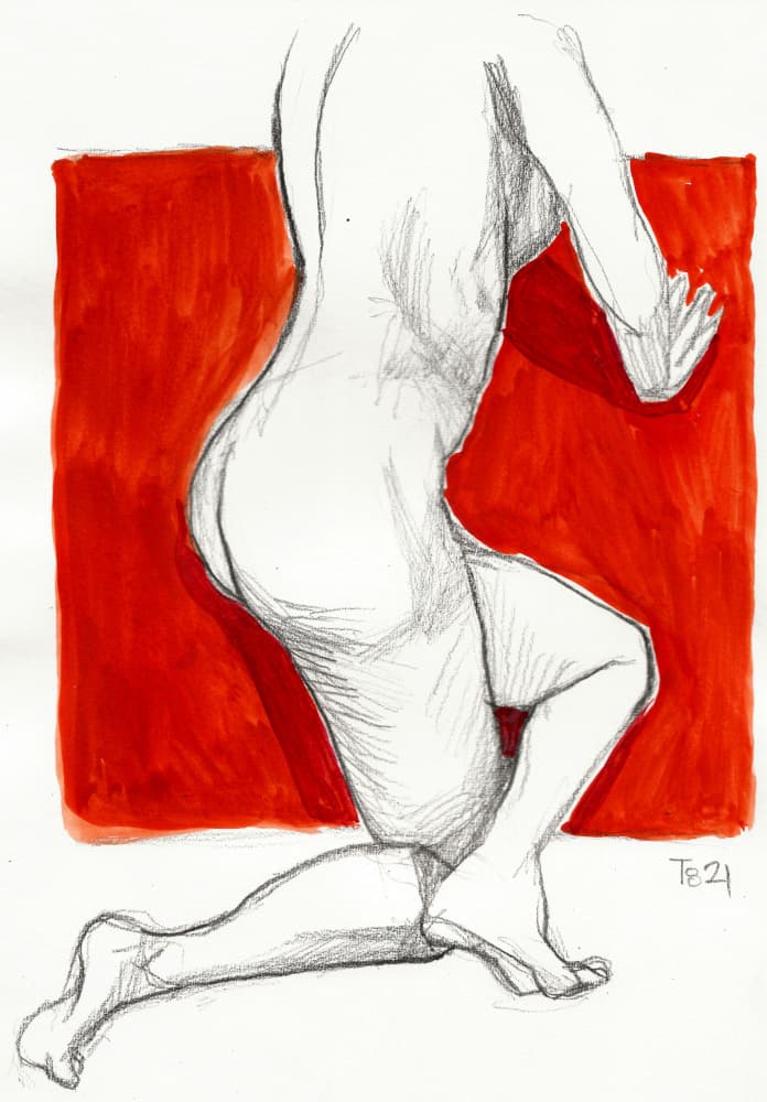 Kneeling Nude Figure Study by Tore Bahnson — canvas wall art