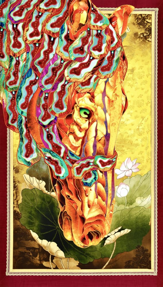 Ornate Golden Horse by Kostyantin Malginov — canvas wall art