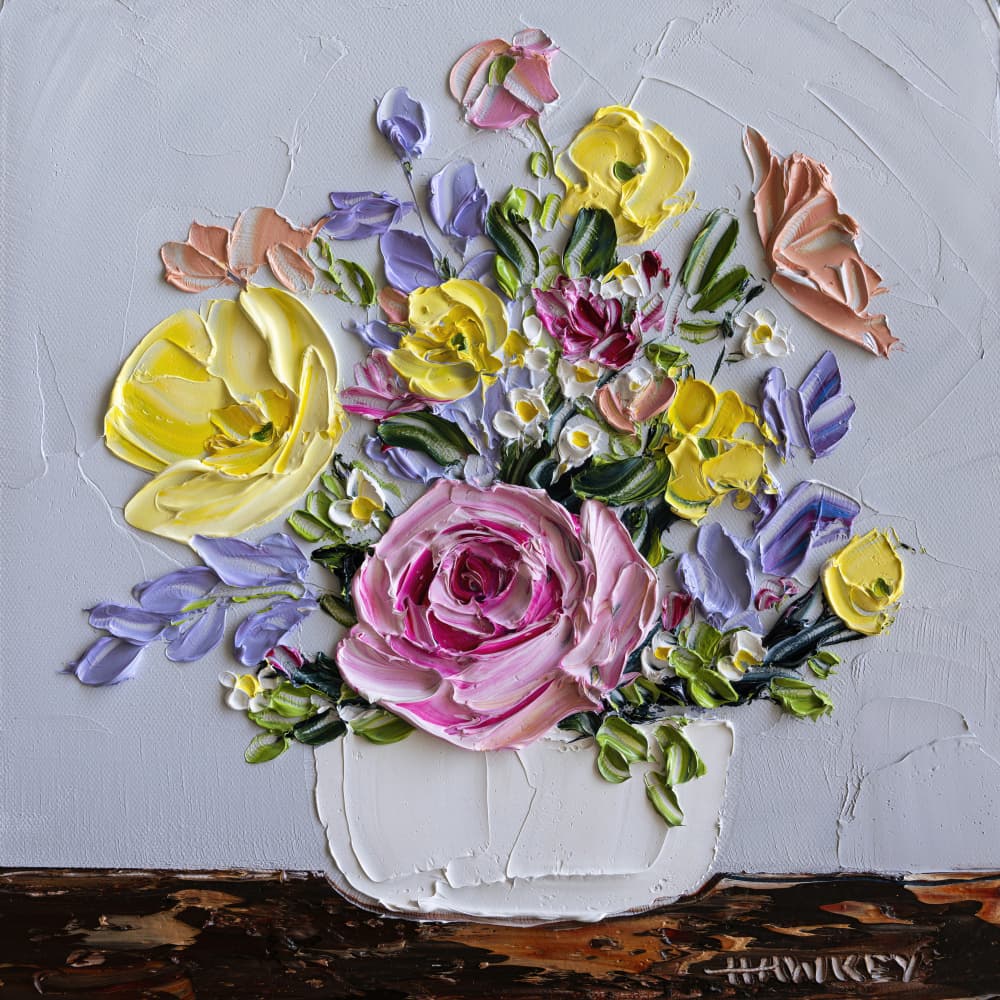 Vibrant Impasto Flowers by Angela Hawkey — canvas wall art