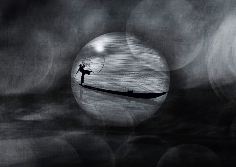 Moonlit Fishing Silhouette by Natalia — canvas wall art