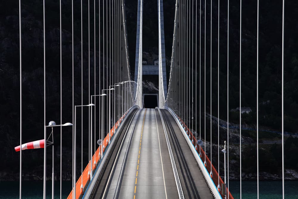 Modern Suspension Bridge by Milan Riha — canvas wall art
