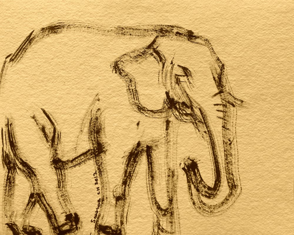 Wild Elephant Sketch by Santhosh ch — canvas wall art