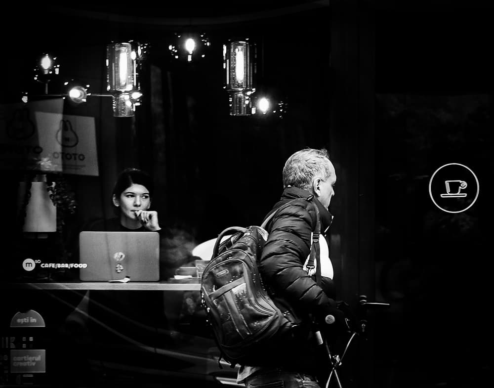 Urban Cafe Moment by Mirela Momanu — canvas wall art