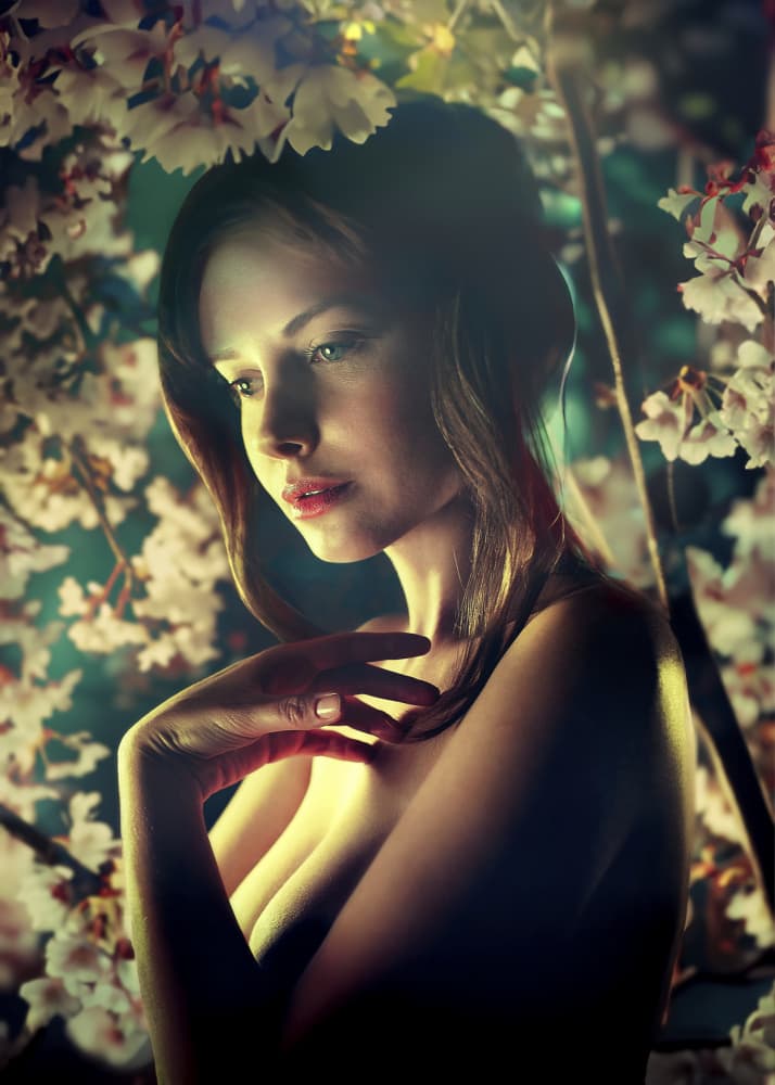 Ethereal Woman Blossom Light by Oren Hayman — canvas wall art