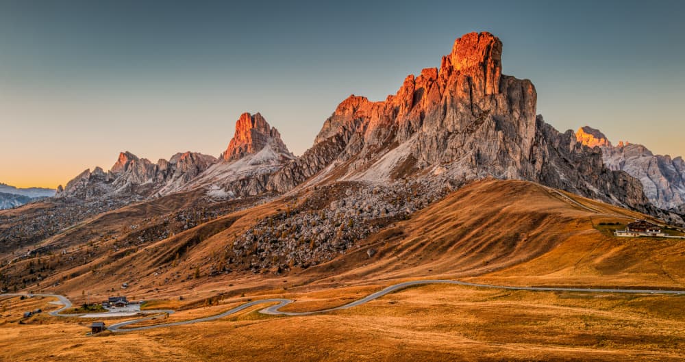 Golden Hour Dolomites Road by Slawomir Kowalczyk AFRP  FIAP  IAAP — canvas wall art