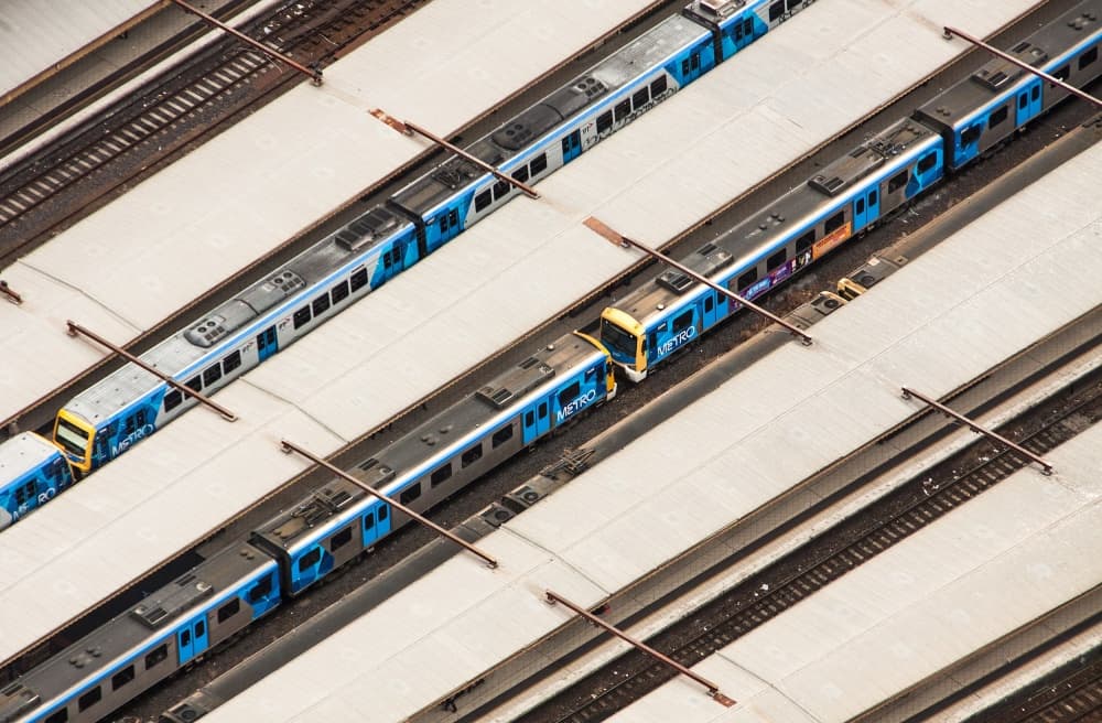 Parallel Train Tracks by Jacqueline Hammer — canvas wall art
