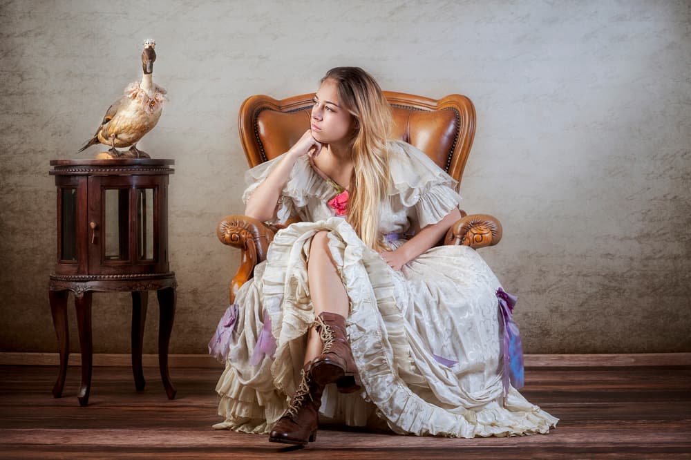 Whimsical Girl and Duck by Monika Vanhercke — canvas wall art