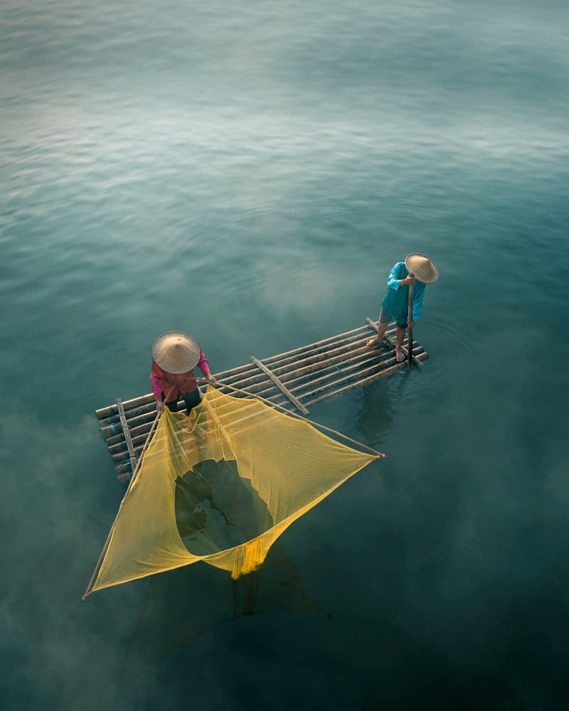 Serene Asian Fishing by octavandy — canvas wall art