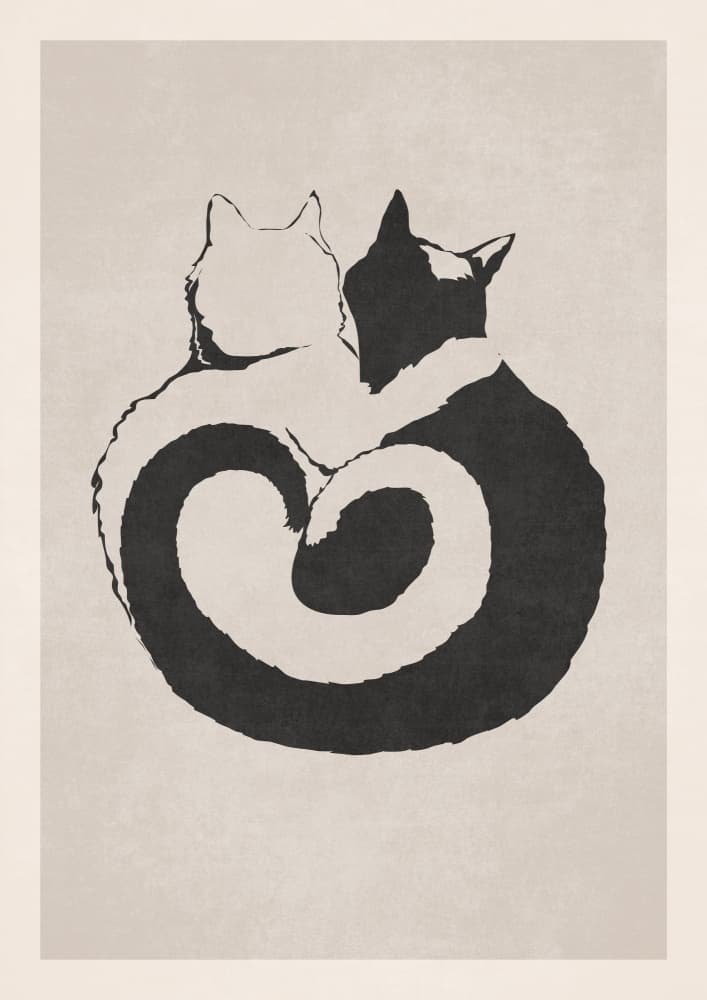 Feline Yin Yang by Emel Tunaboylu — canvas wall art