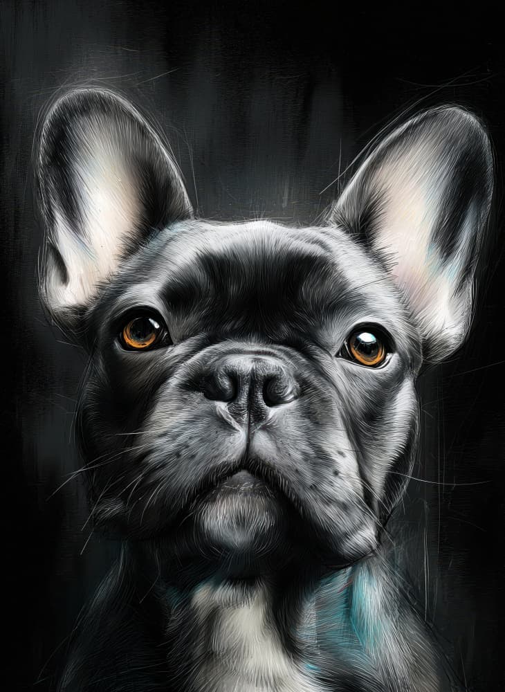 Black French Bulldog Portrait by Justyna Jaszke — canvas wall art