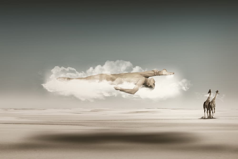 Floating Man Desert Dream by Christine von Diepenbroek — canvas wall art