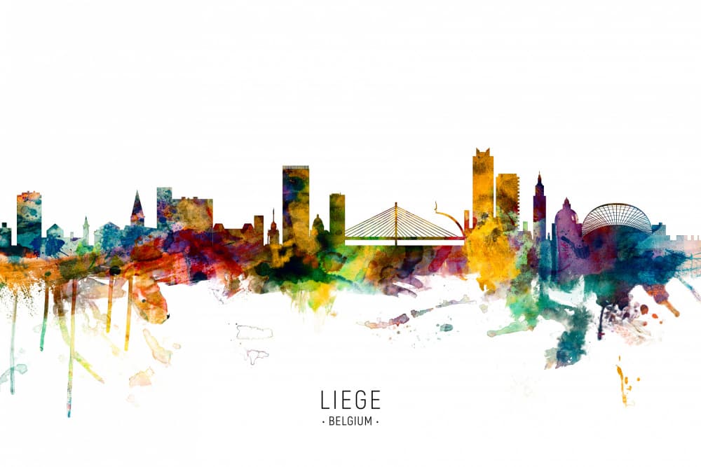 Vibrant Liège Cityscape by Michael Tompsett — canvas wall art